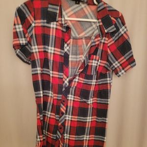 Red, White and Blue Flannel Shirt
